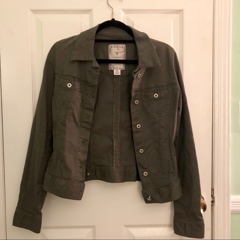 Guess army green cropped jacket